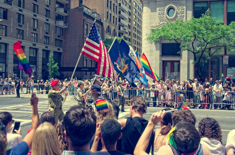 The Boy Scouts of America march in the 2018 New York City LGBTQ Pride Parade.