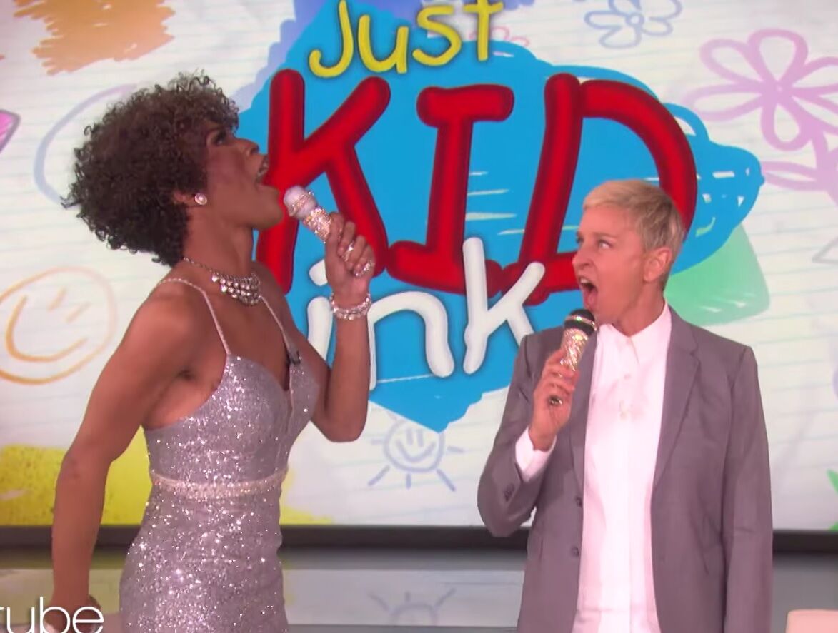 Ellen and a drag queen performed "The Greatest Love of All."