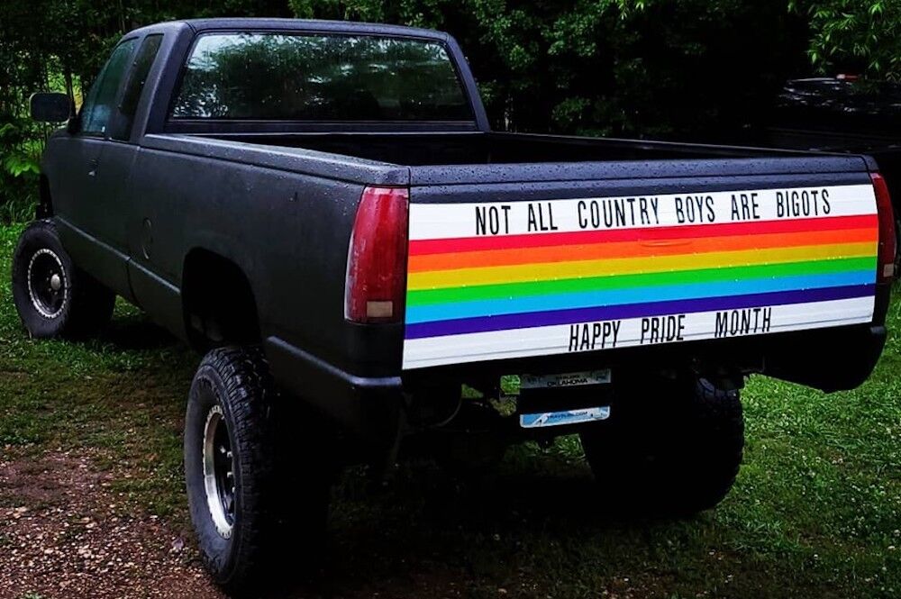 Pride truck, rainbow, hatchback, Oklahoma, not all country boys are bigots, Cody Barlow