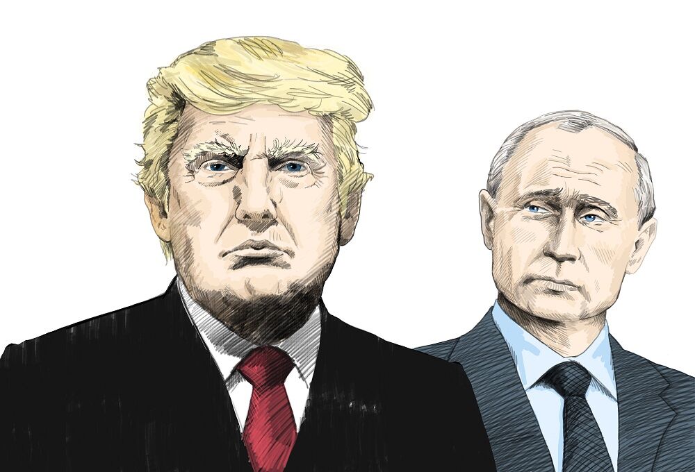 A portrait of Donald Trump and Vladimir Putin