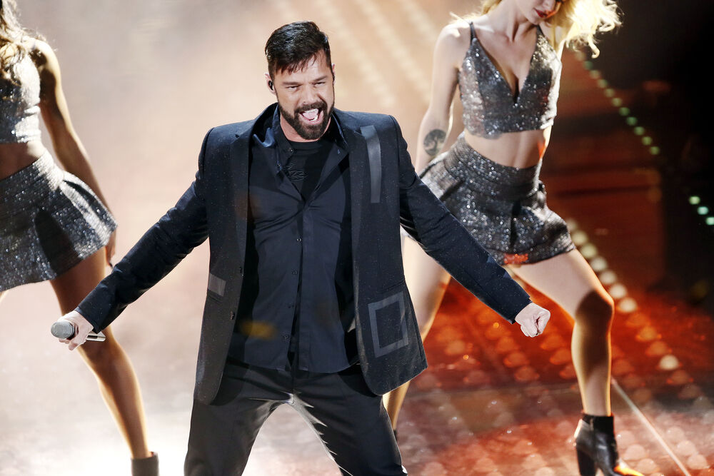 Singer Ricky Martin performs during the 67th Sanremo Song Festival on February 7, 2017, in Sanremo, Italy.