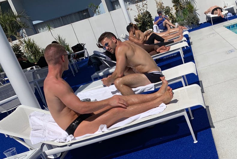 Aaron Schock at the Standard Hotel's pool in West Hollywood, during his break from making LGBTQ people's lives worse while in Congress.
