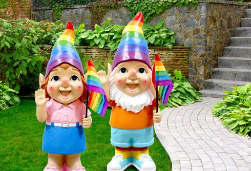 A disturbed shopper was thrown out of a store after he had a meltdown over gay garden gnomes
