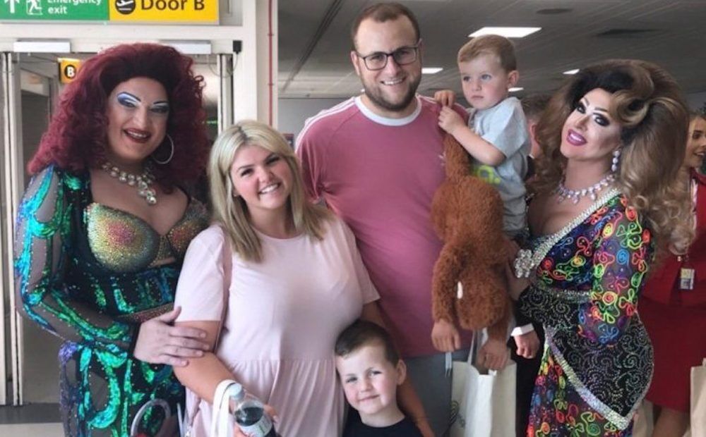 Kerry Powell, family, Pride airlines, flight, drag queens