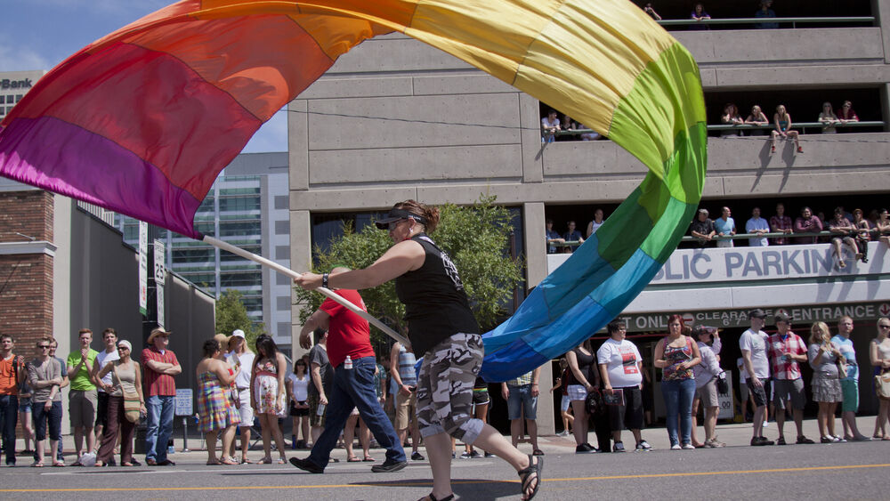 Pride Parade participants with Mormon support and political figures marching in downtown Salt Lake City, Utah on June 3rd 2012.