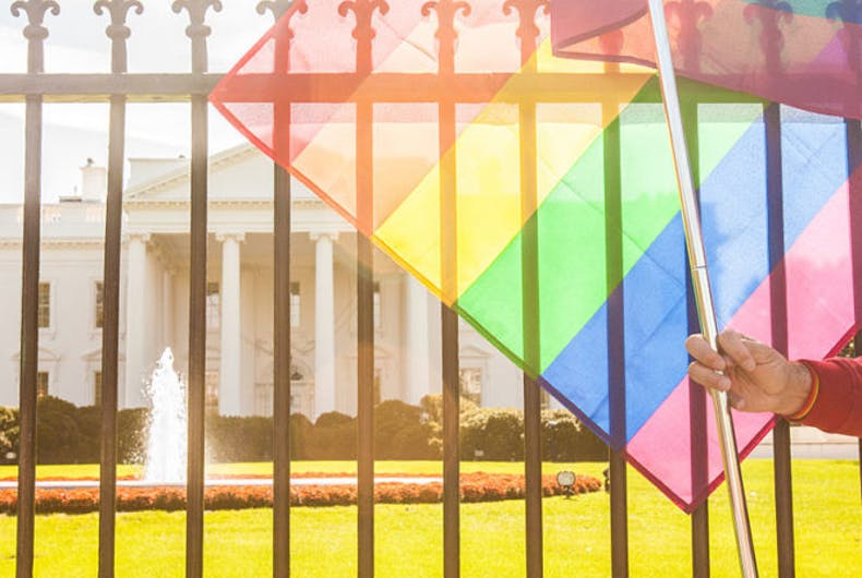 Rainbow flag in front of the White House