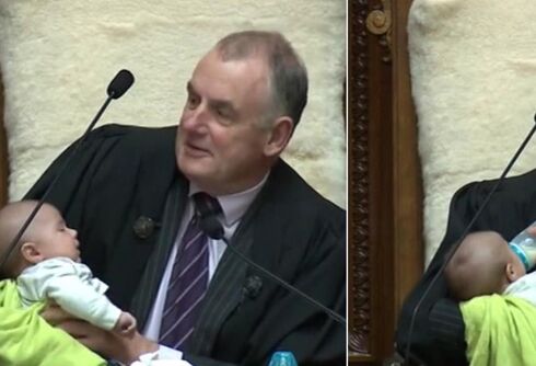 A gay member of Parliament brought their newborn son to work. The speaker made the baby a VIP.