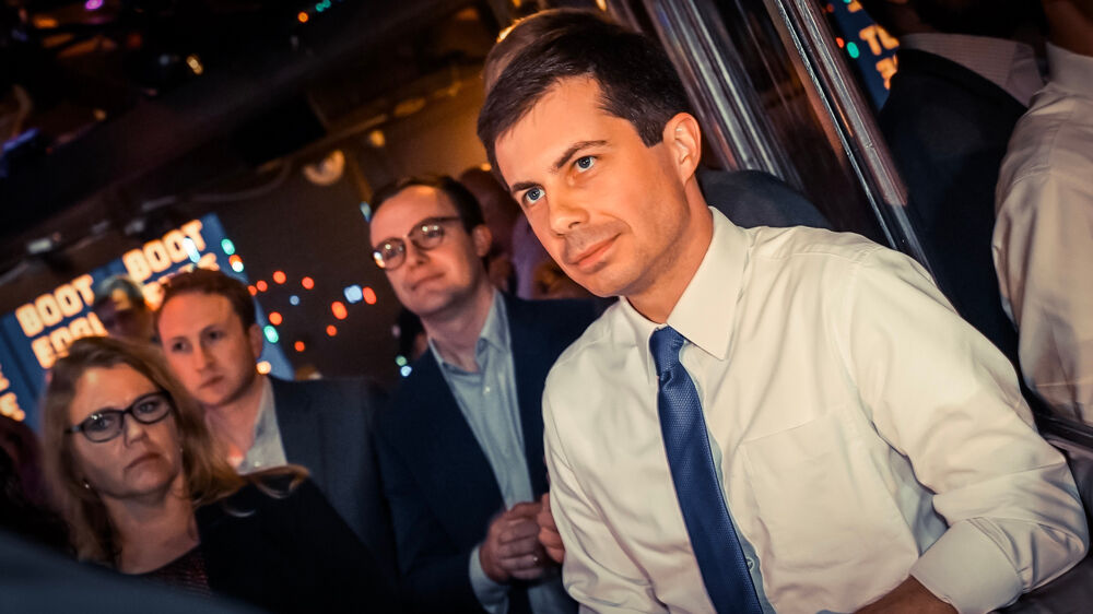 Chasten and Pete Buttigieg attend a Los Angeles fundraiser on May 15 2019