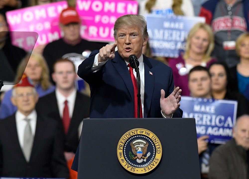 Donald Trump speaks at a rally