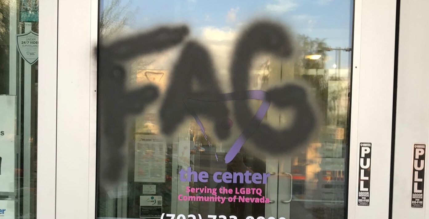 The front door of the LGBTQ Center of Southern Nevada was vandalized with an antigay slur.