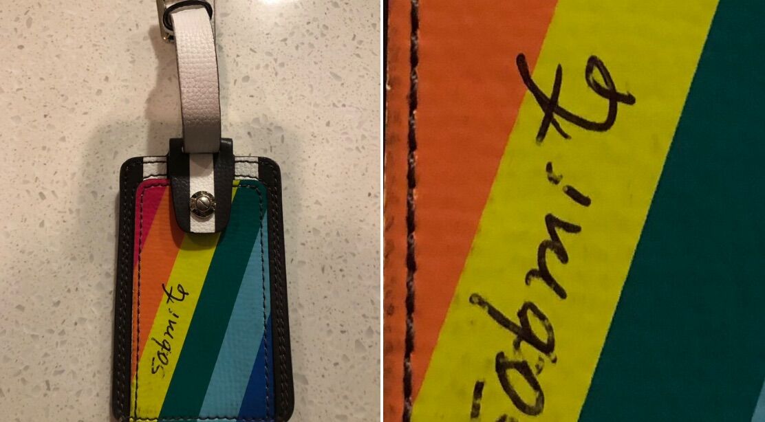 Someone scrawled "sodomite" on Renee Gerrish's luggage tag