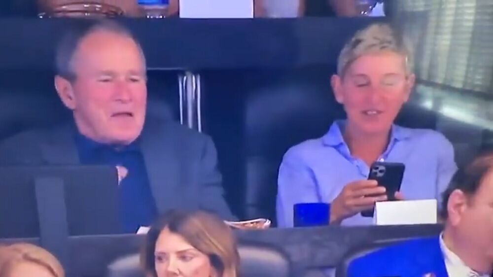 Ellen Degeneres and George W. Bush