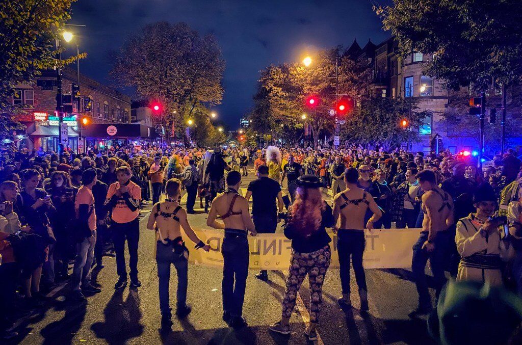 Oct 29, 2019: The crowd watches with anticipation at DC's annual High Heel Race