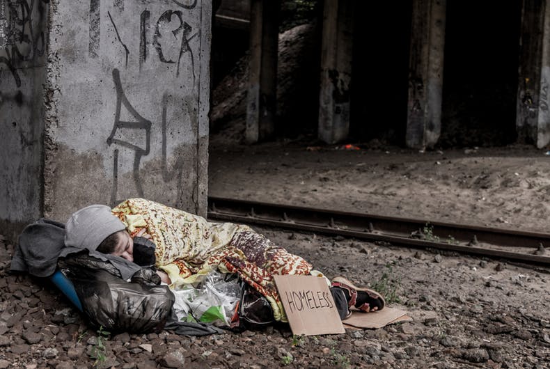 A homeless woman