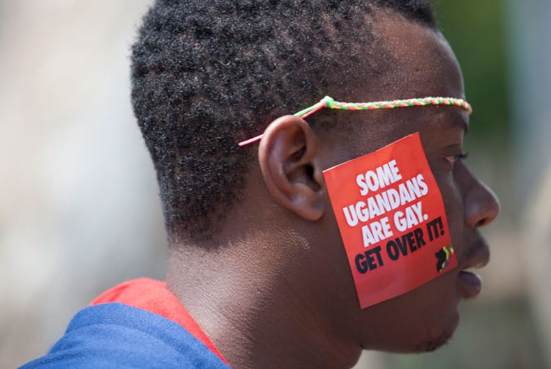 A Ugandan man is seen during the third Annual Lesbian, Gay, Bisexual and Transgender (LGBT) Pride celebrations in Entebbe, Uganda, on Aug. 9, 2014.
