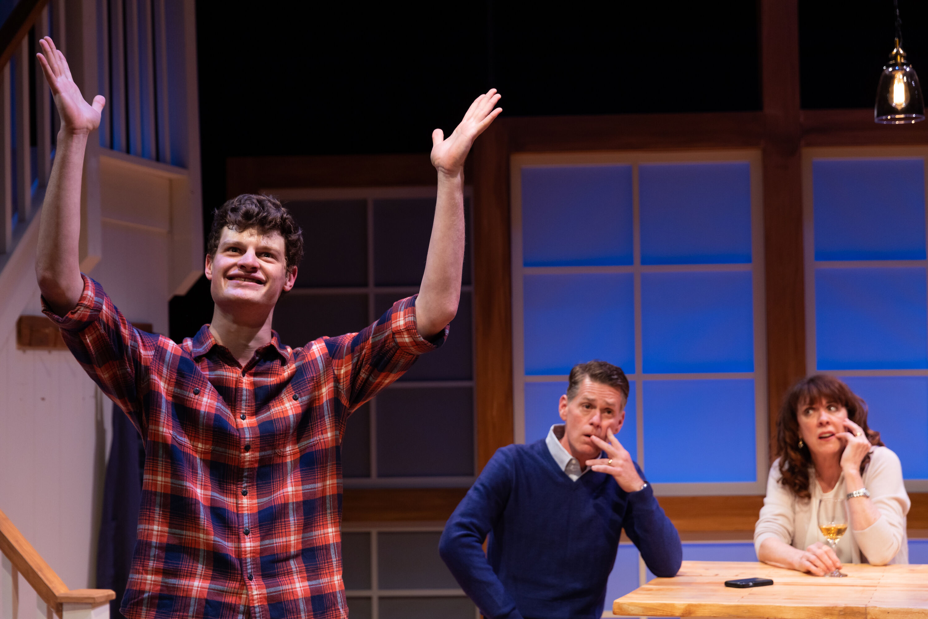 Nathan Malin, Michael Kaye, and Maureen Keiller in SpeakEasy Stage's production of "Admissions."