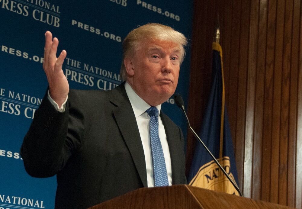 Donald Trump speaks to a luncheon at the National Press Club