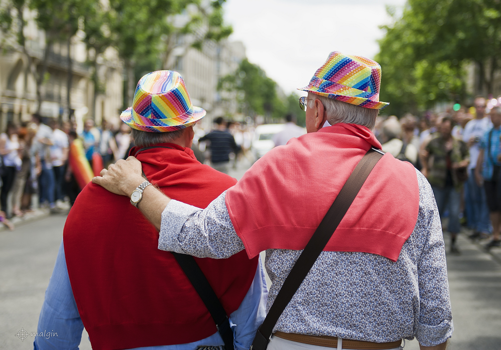 An elderly gay couple