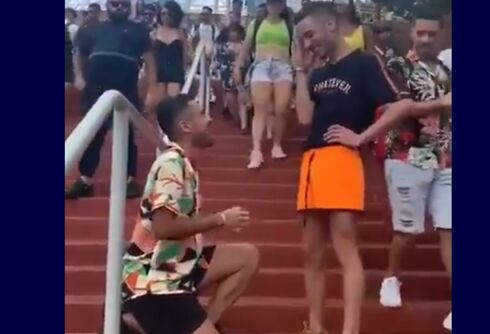 Two men accidentally propose to each other at the same time in a heartwarming viral video
