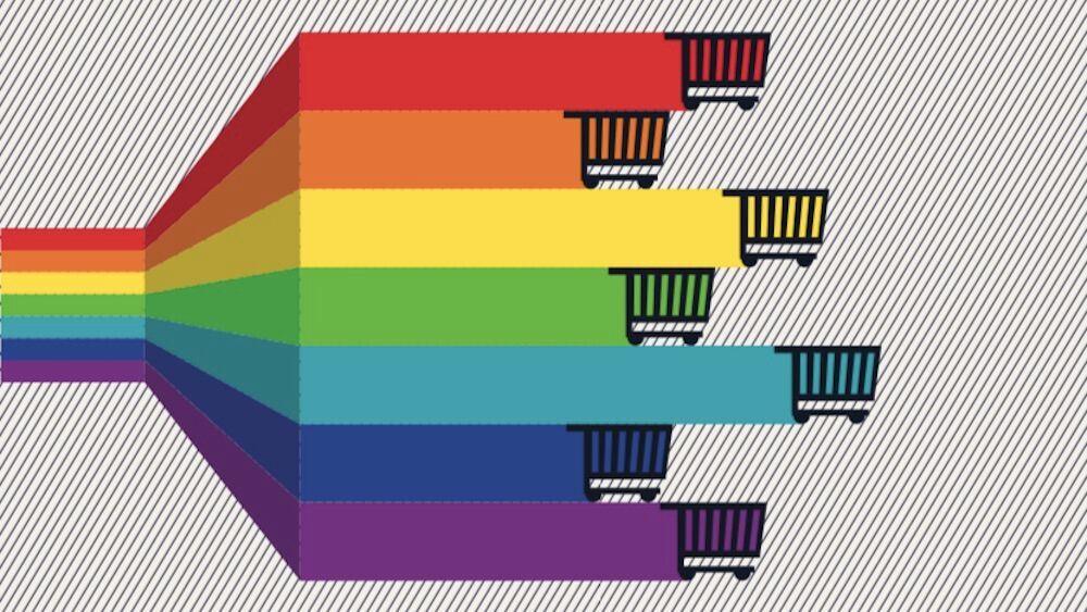 rainbow-colored shopping carts