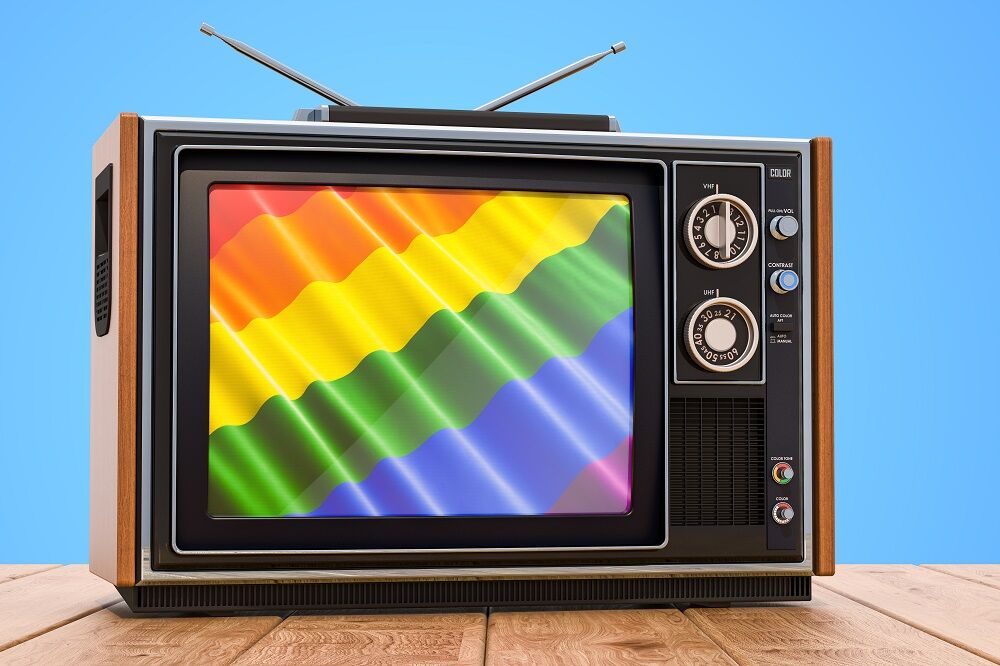 Television with a rainbow flag