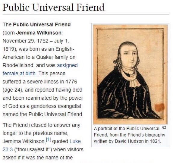 A screenshot of the Wikipedia article for Public Universal Friend.