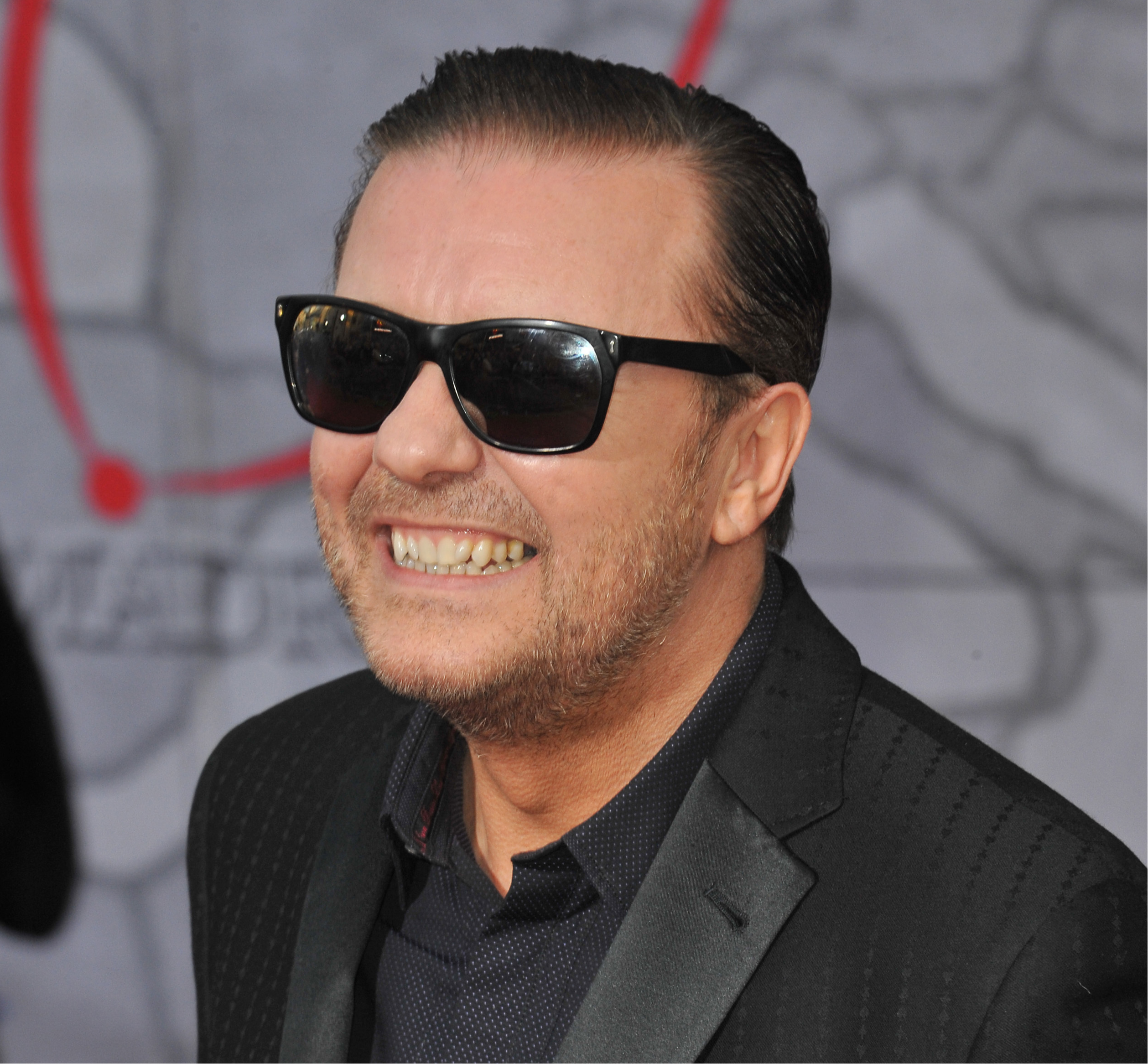 MARCH 11, 2014: Ricky Gervais at the world premiere of his movie Disney's "Muppets Most Wanted" at the El Capitan Theatre, Hollywood.