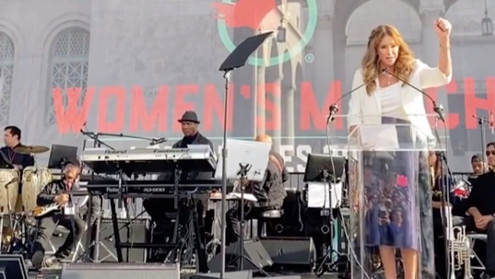 Caitlyn Jenner speaking at the 2019 L.A. Women's March