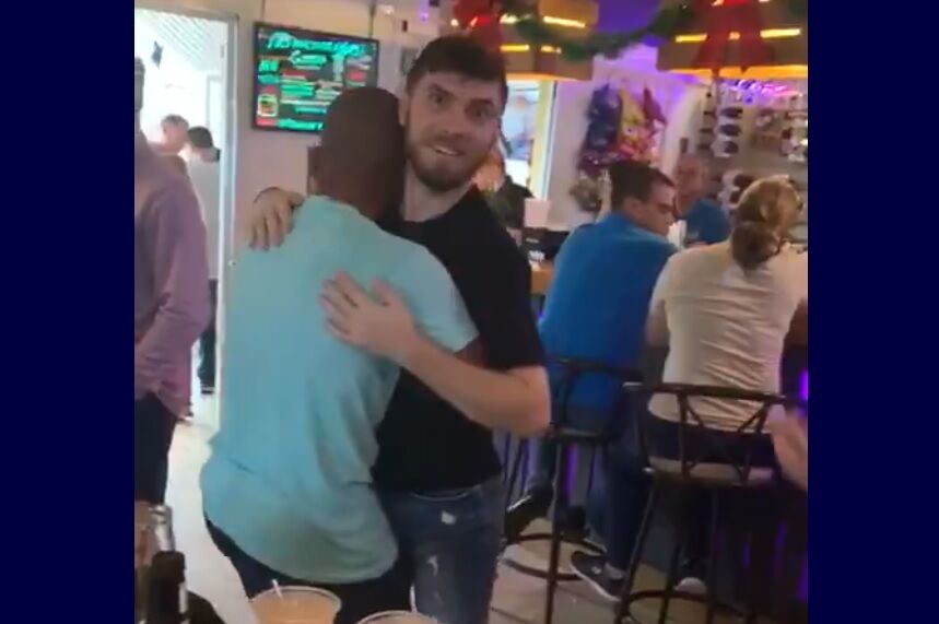 The two men dancing at Gyros, before getting kicked out.