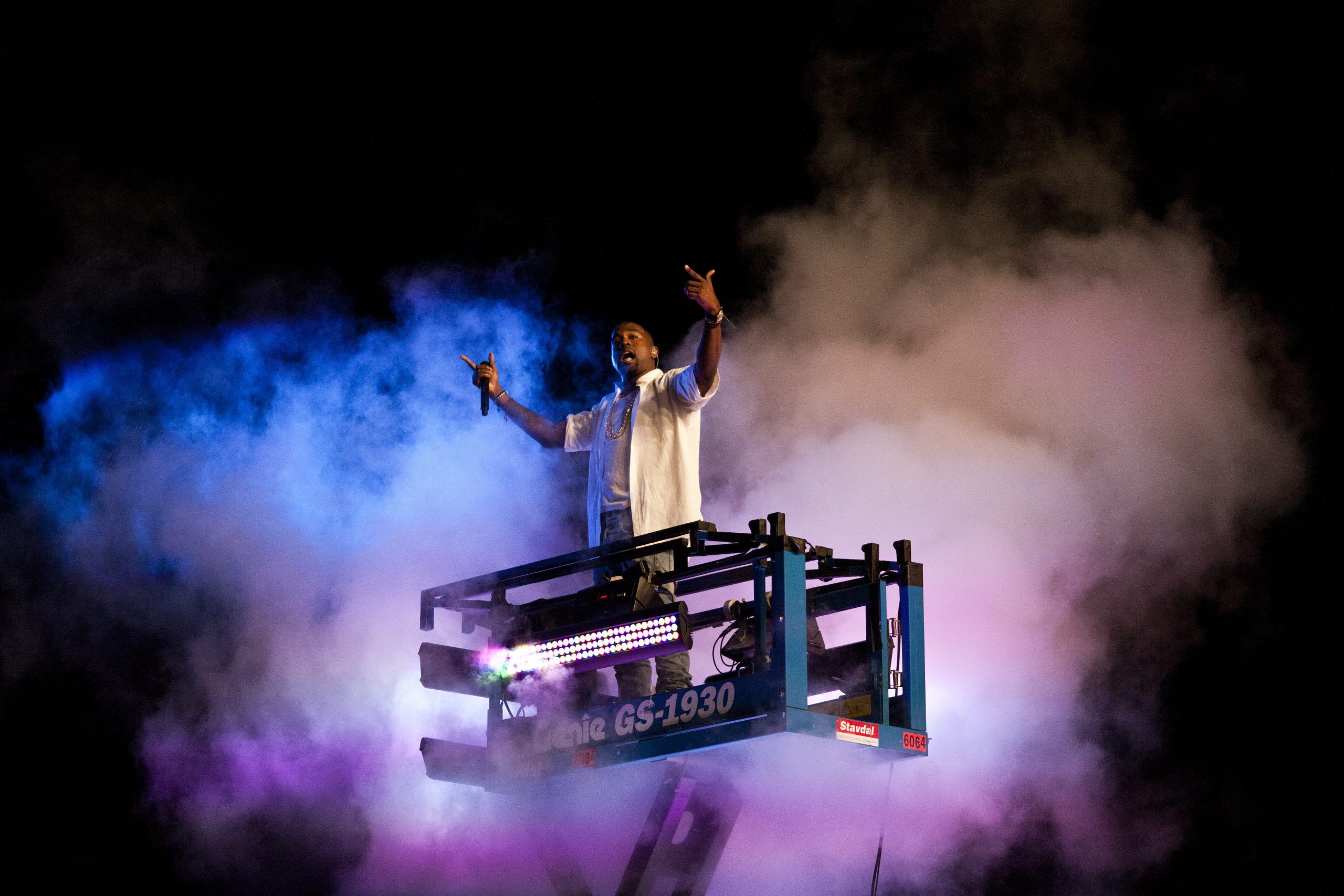 Kanye West performs at the Way Out West festival on August 13, 2011 in Gothenburg, Sweden.