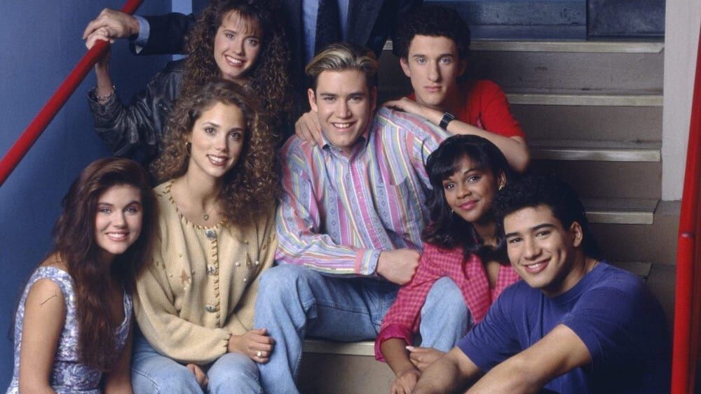 The original cast of the '90s teen series "Saved by the Bell"