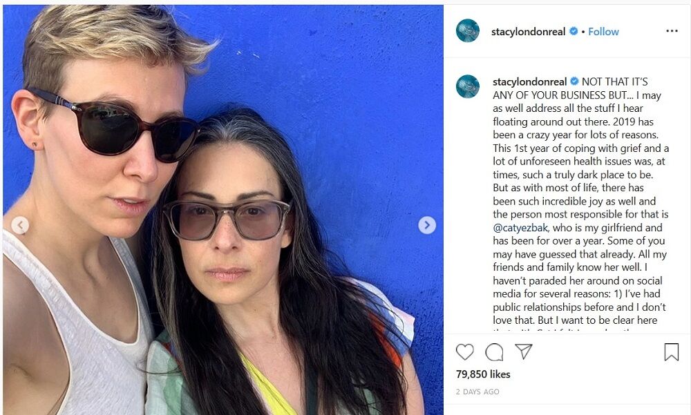 Stacy London's post announcing her relationship with Cat Yezbak