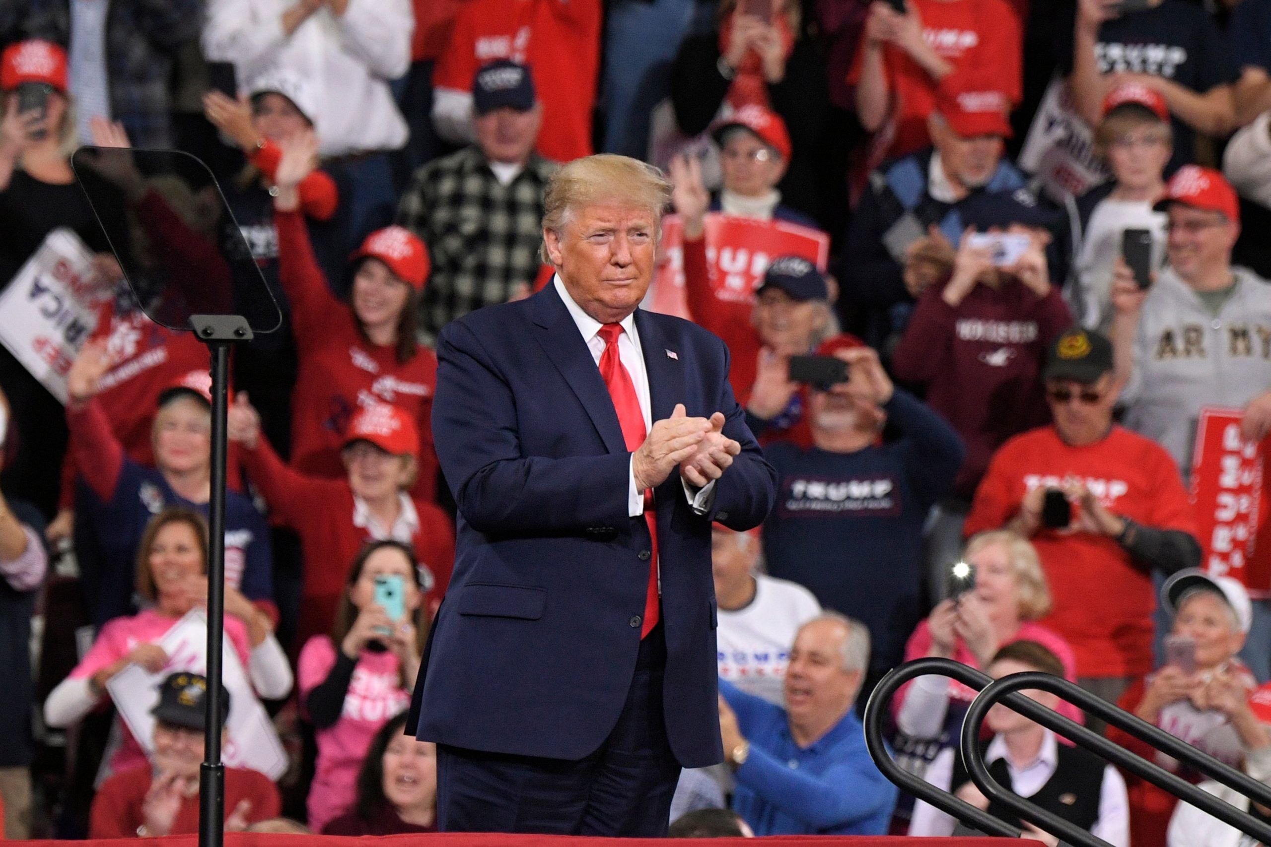 U.S. President Donald Trump attends a campaign rally on December 10, 2019 at Giant Center in Hershey, Pennsylvania.