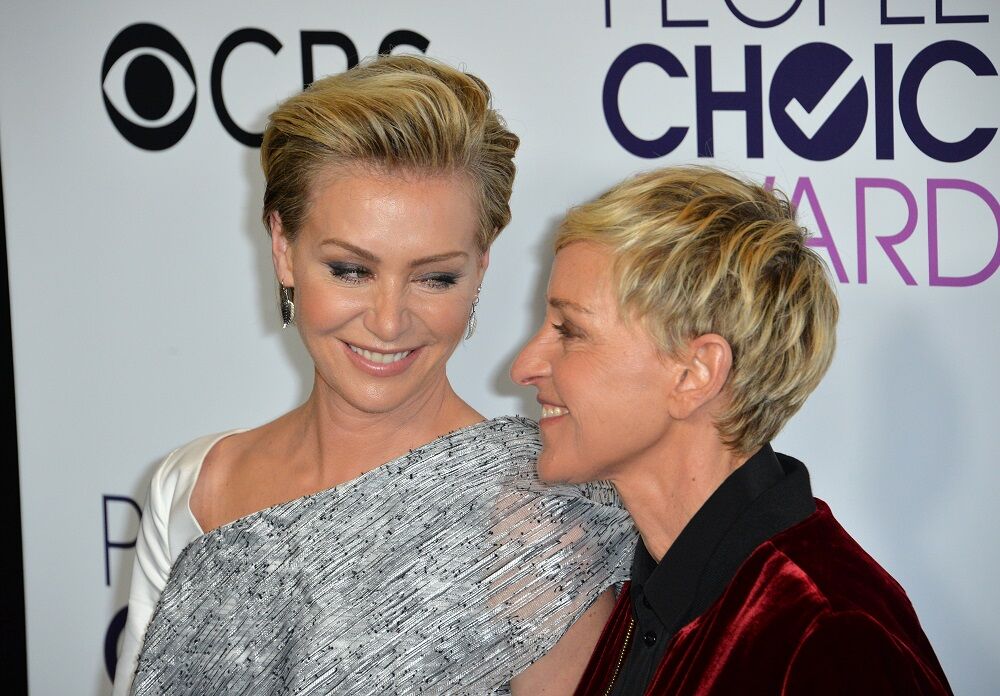 Ellen Degeneres and Portia de Rossi at the 2017 People's Choice Awards.