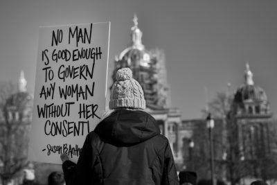 Protest sign seen at the Iowa Women's Rally at the Iowa State Capitol on January, 20, 2018.