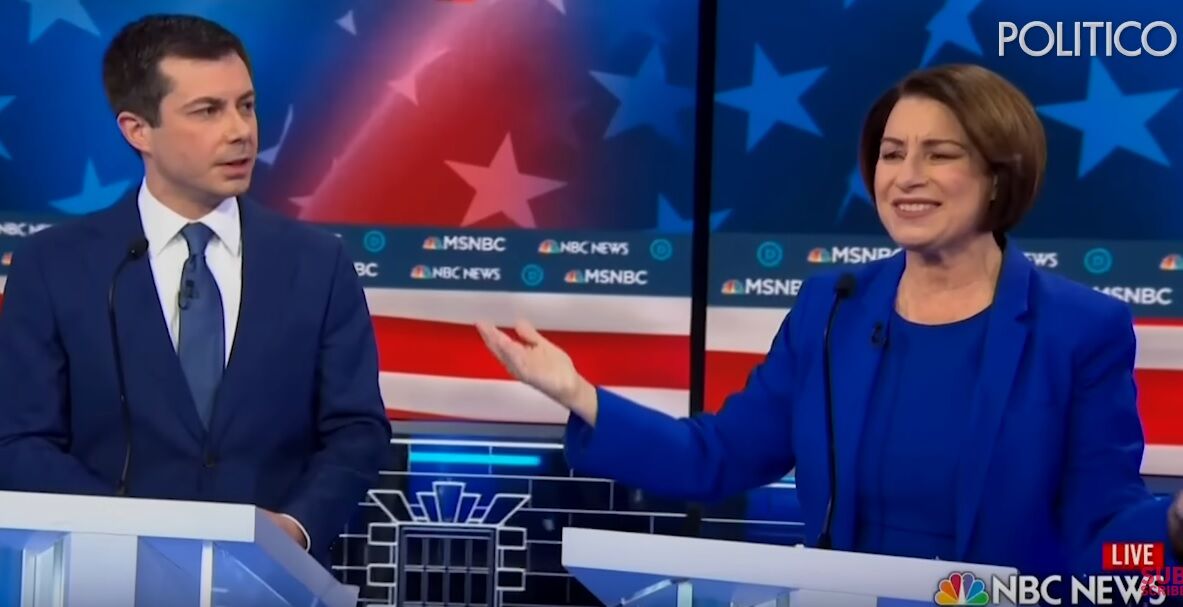 Pete Buttigieg and Amy Klobuchar at the Democratic debate