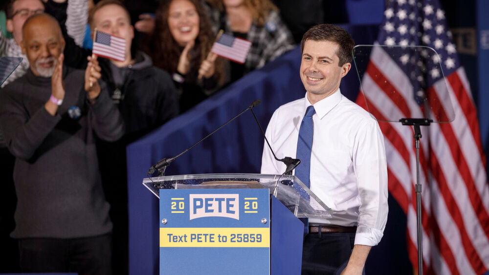 South Bend's Mayor Pete Buttigieg speaks during a rally to announce his 2020 Democratic presidential candidacy in South Bend, Indiana, U.S., April 14, 2019.