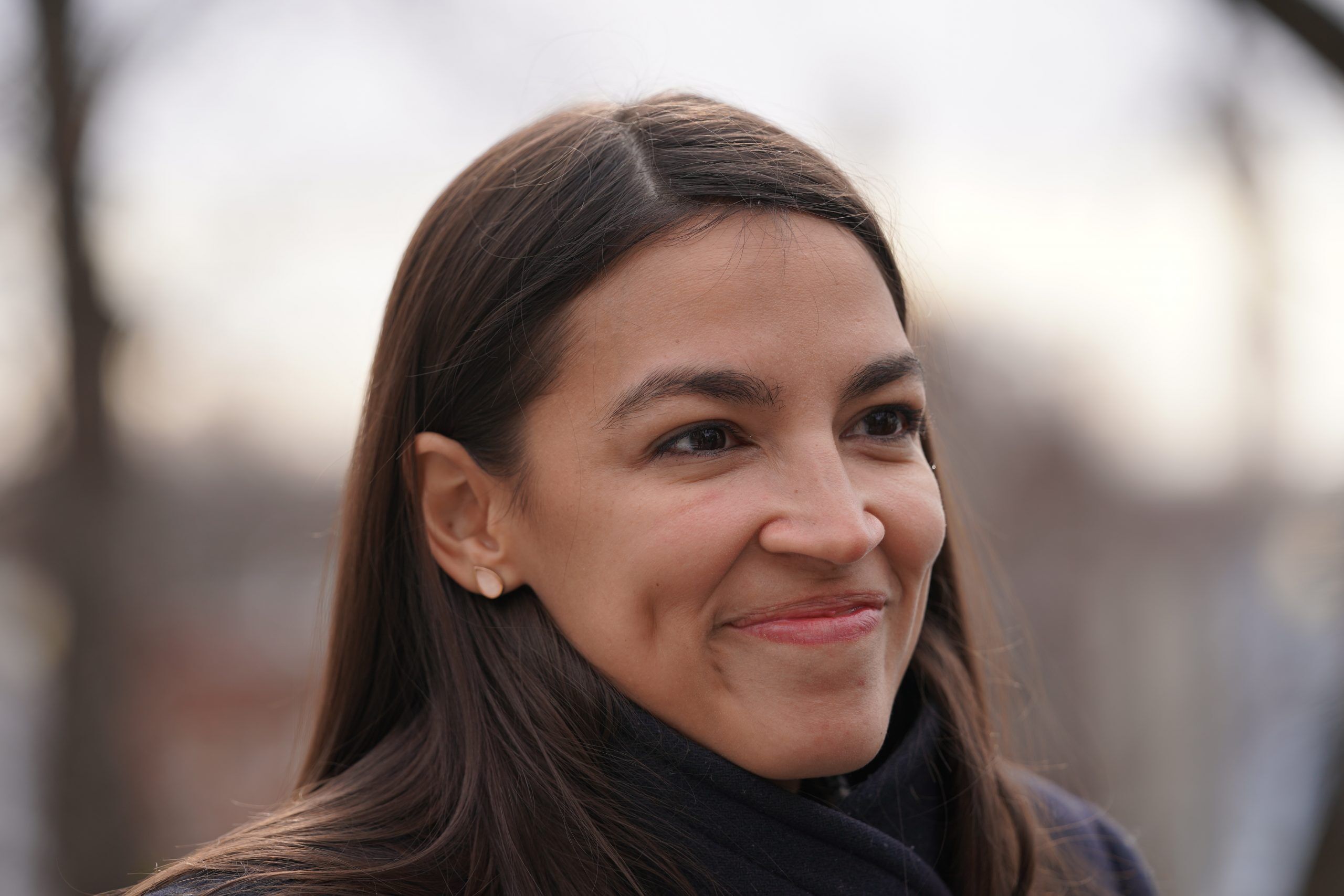 Washington, DC – January 10, 2020: Alexandria Ocasio-Cortex, AOC (D-NY) giving an impromptu interview on the street near the Capitol.