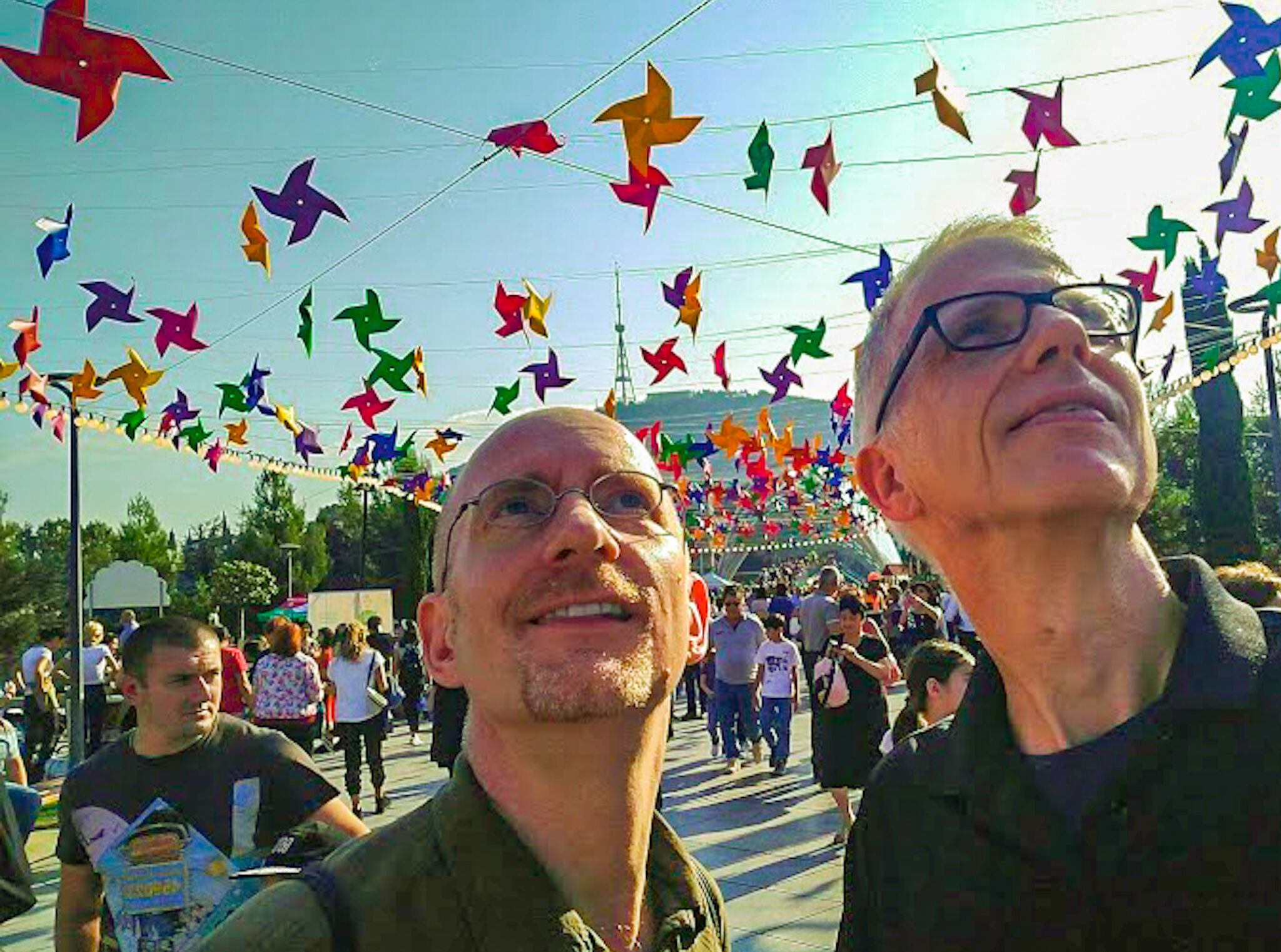 The authors in front of a wind sculpture in Georgia