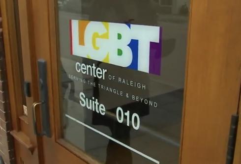 Stickers produced by anonymous white supremacist group used to deface LGBTQ center