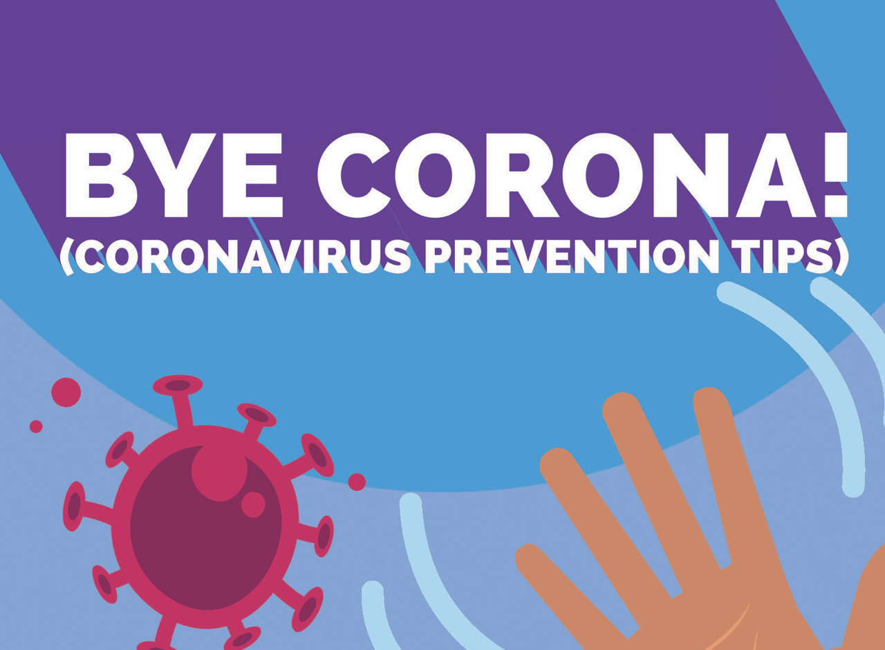 A poster providing prevention tips for dealing with the coronavirus.