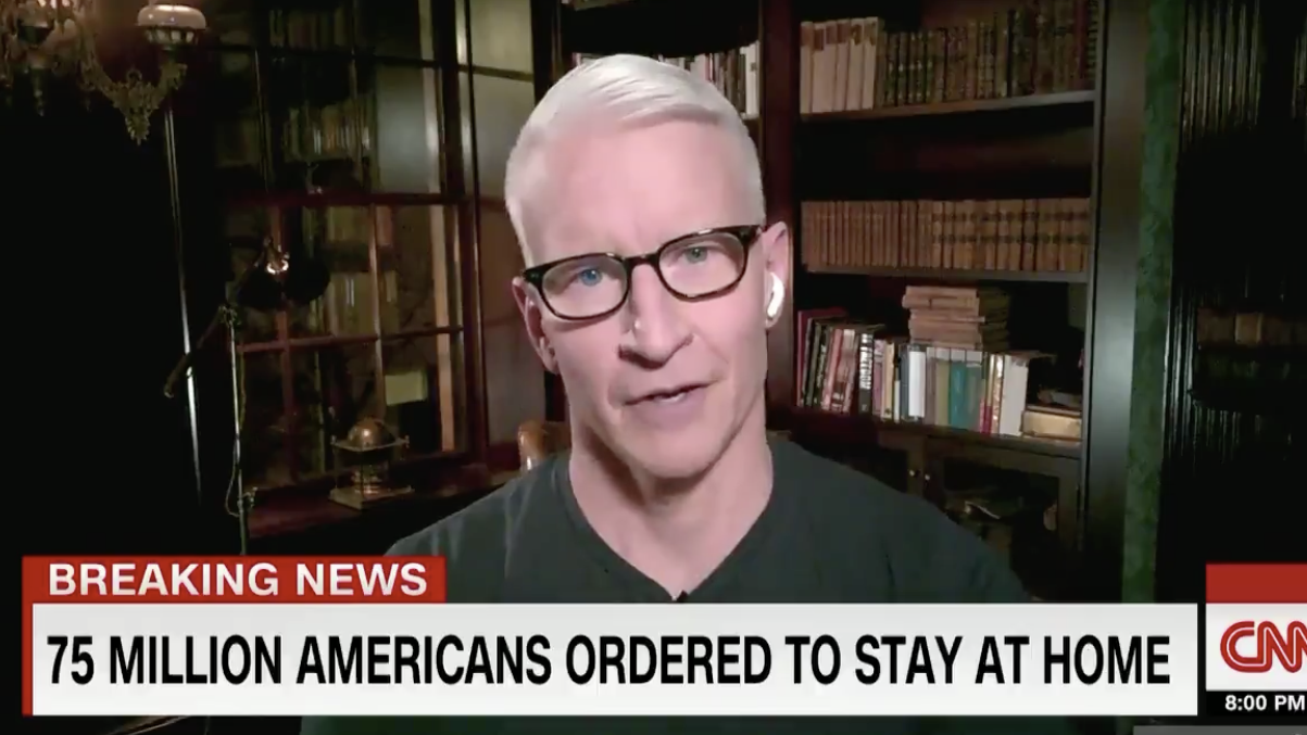 Anderson Cooper, anchoring "Anderson Cooper 360°" live from his home in New York, NY on March 20, 2020.