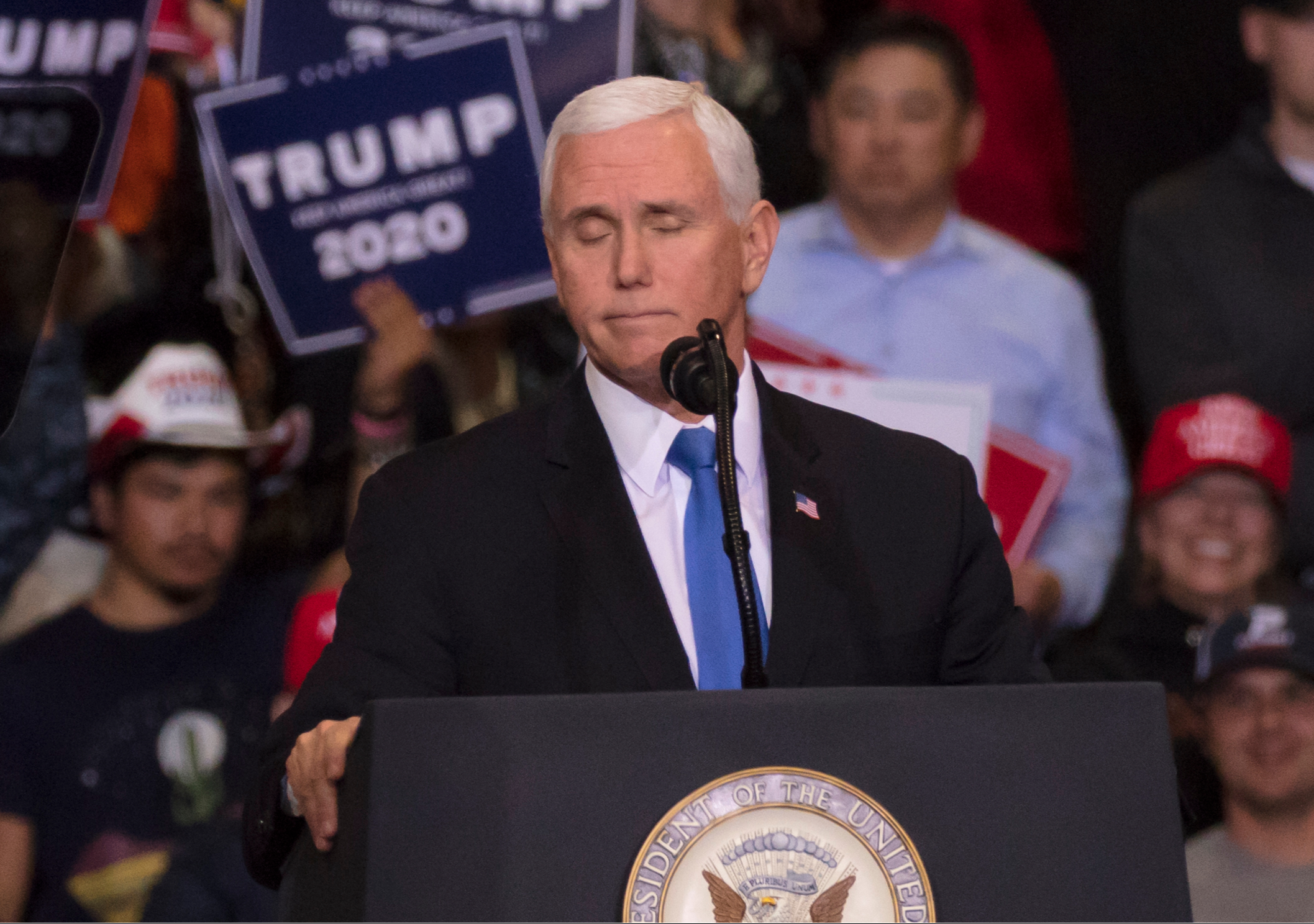 Vice President Mike Pence speaks at President Trump Re-election Rally at the LAS VEGAS CONVENTION CENTER. February 21, 2020