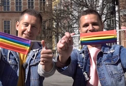 Gay couple hands out free rainbow facemasks in Poland to fight coronavirus & anti-LGBTQ sentiment
