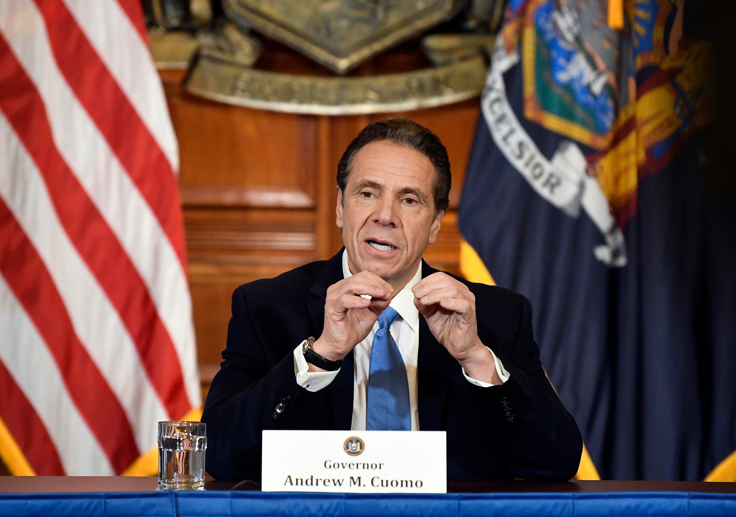 3/16/2020: New York Gov. Andrew Cuomo announces efforts to prevent the spread of the coronavirus during a news conference in the Red Room at the state Capitol.