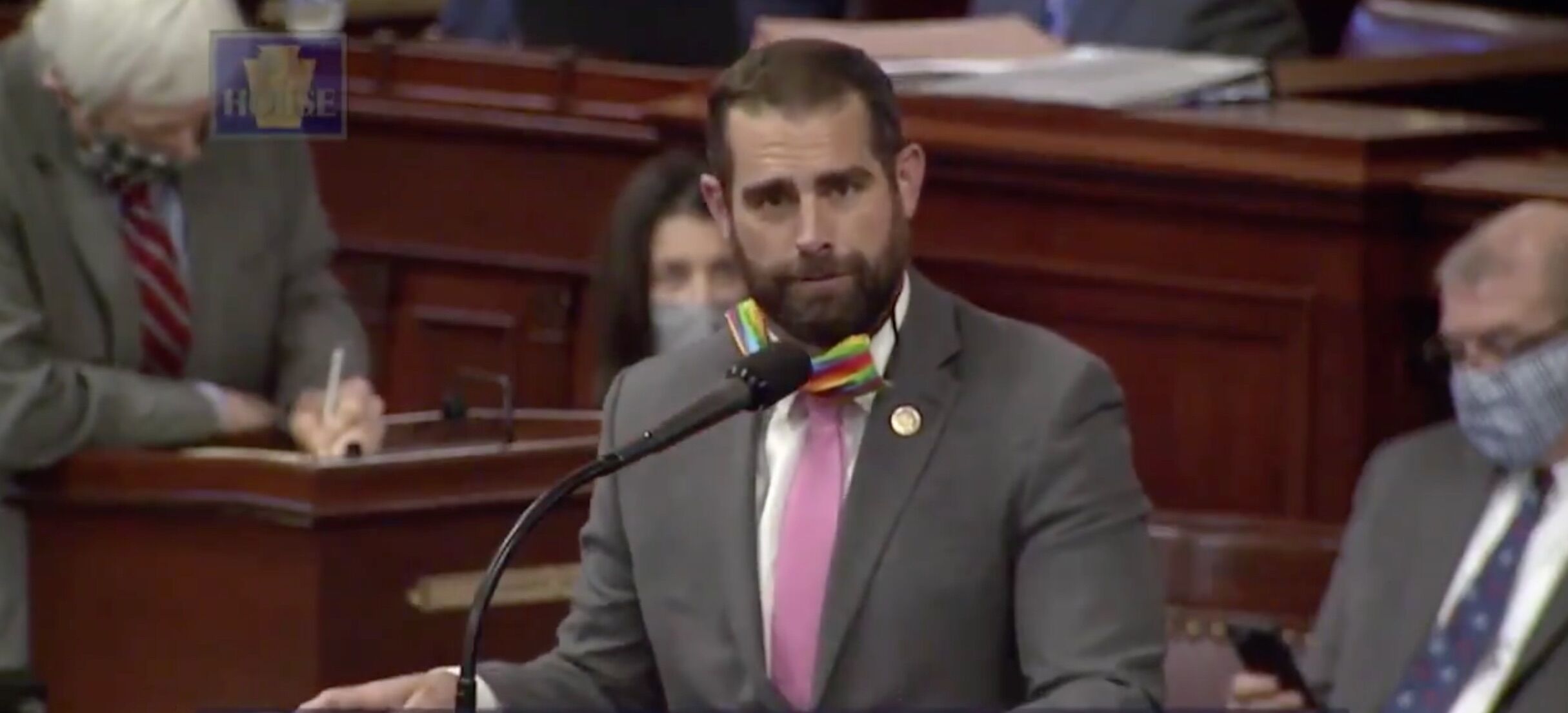 Out Pennsylvania state legislator Brian Sims speaks on the House floor