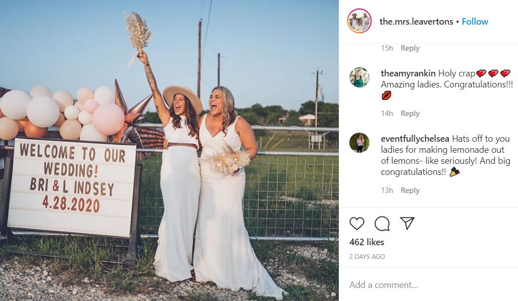 Bri and Lindsey Leaverton used social media to help guests "attend" their pandemic wedding.