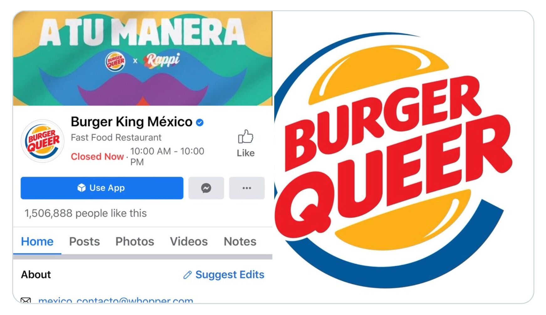 Burger King Mexico changed their logo to "honor" Pride month