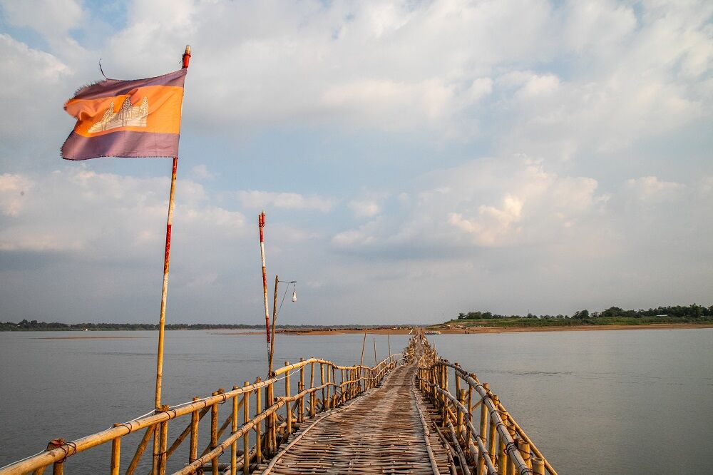 A bridge across the Mekong River in Kampong Cham, Cambodia