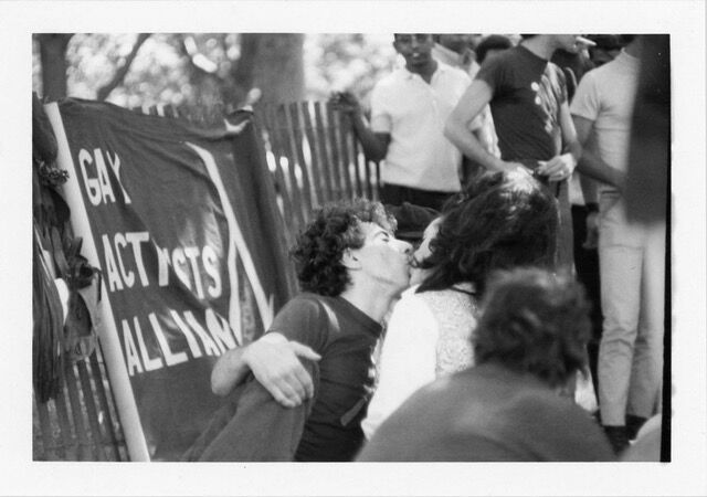 Philip Raia and Judy Bowen, 1970 Christopher Street Liberation Day "Gay-In" kissing contest.